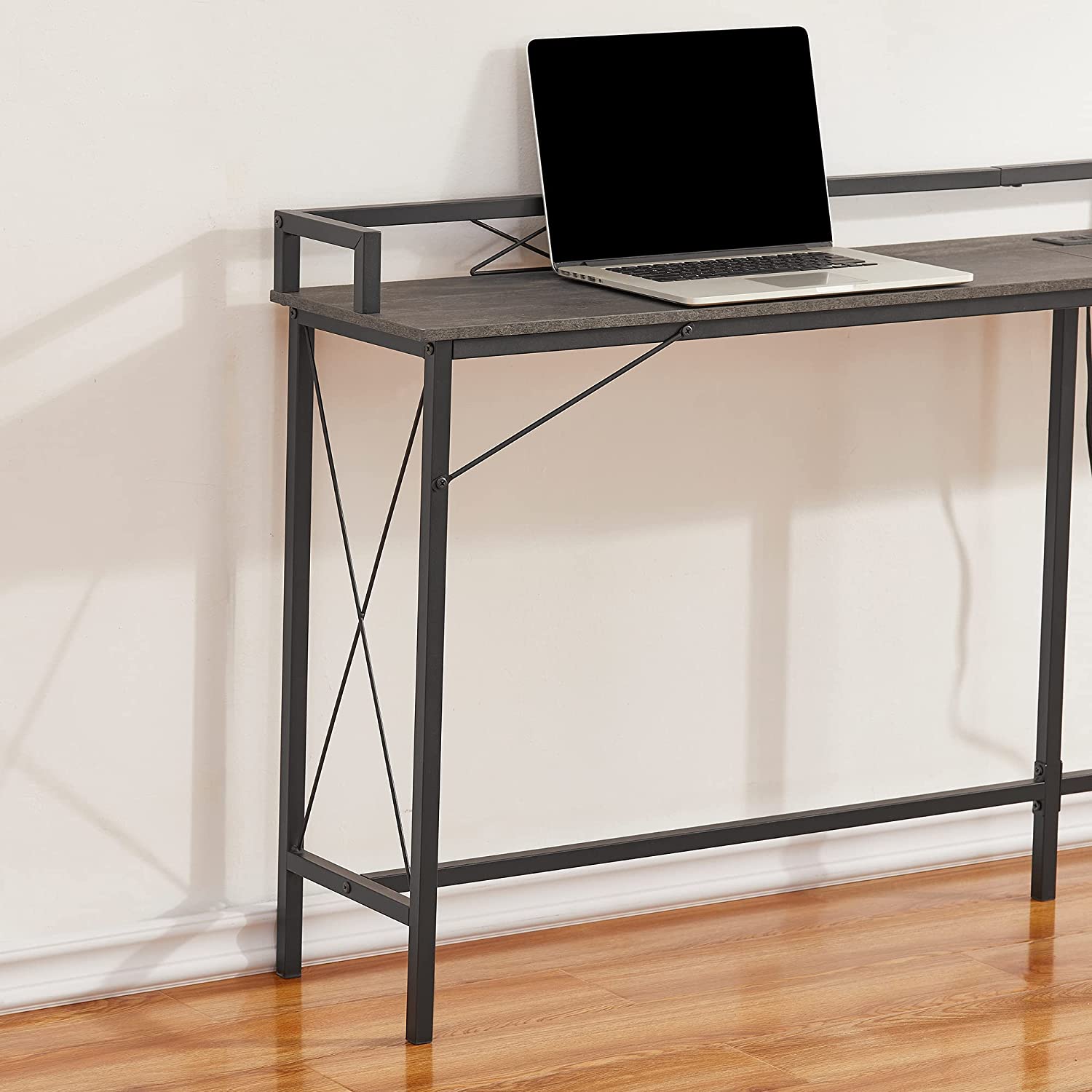 VECELO Extra Long Entryway Narrow Sofa Couch Behind Console Table with Power Outlet & USB Ports