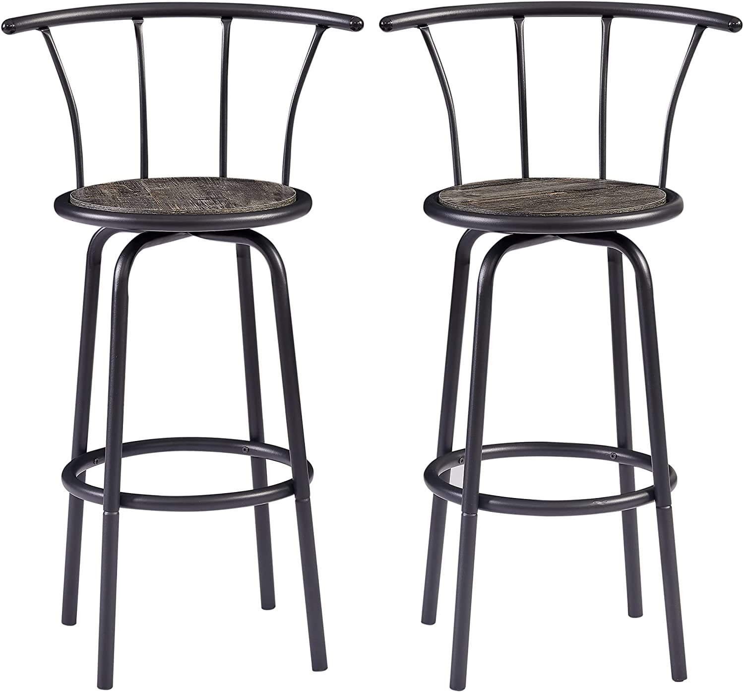 VECELO 27.3 Inch Bar Stools Set of 2 with Back Metal