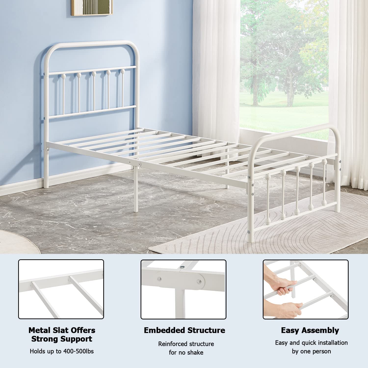 VECELO Metal Platform Bed Frame Mattress Foundation Modern&Simple Style