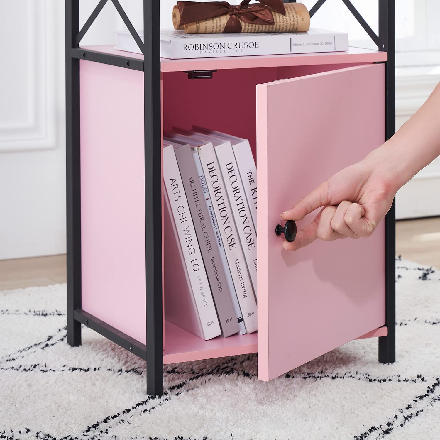 VECELO Tall Side Storage, Large Capacity Bedside Nightstand