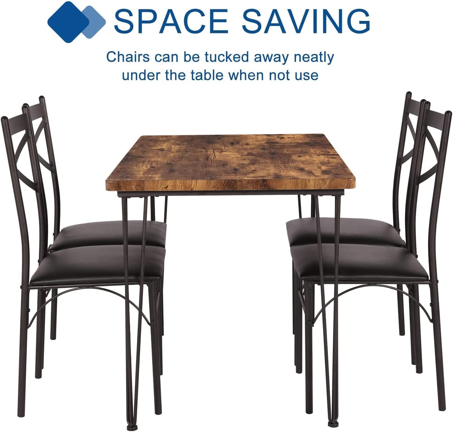 VECELO 5-Piece Modern Rectangular Dining Table Set