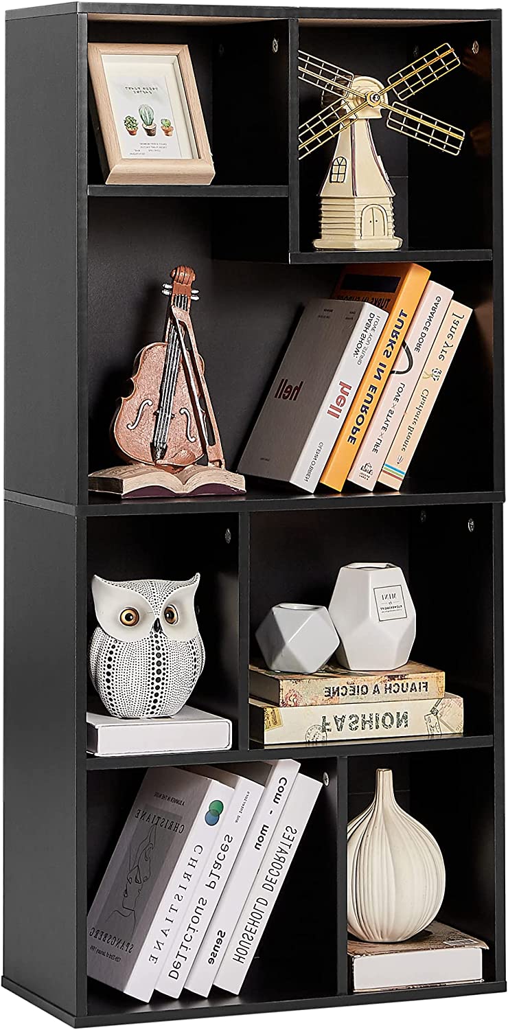 VECELO 42 Inch High Bookcase, 4-Tier Modern Storage Cabinet 7 Cubes - VECELO