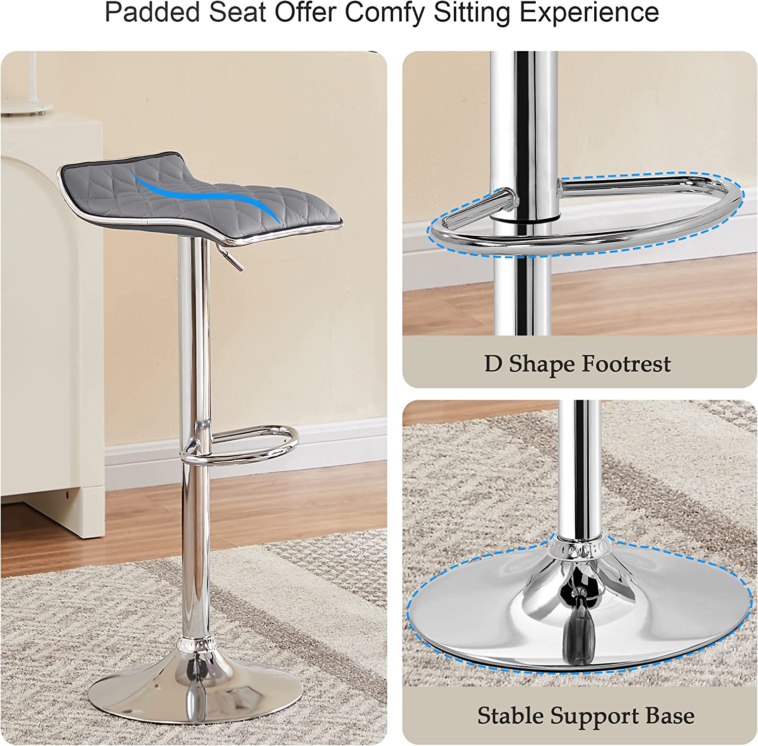 VECELO Bar Stools Set of 2, Kitchen Island Counter Height Bar Chairs - VECELO