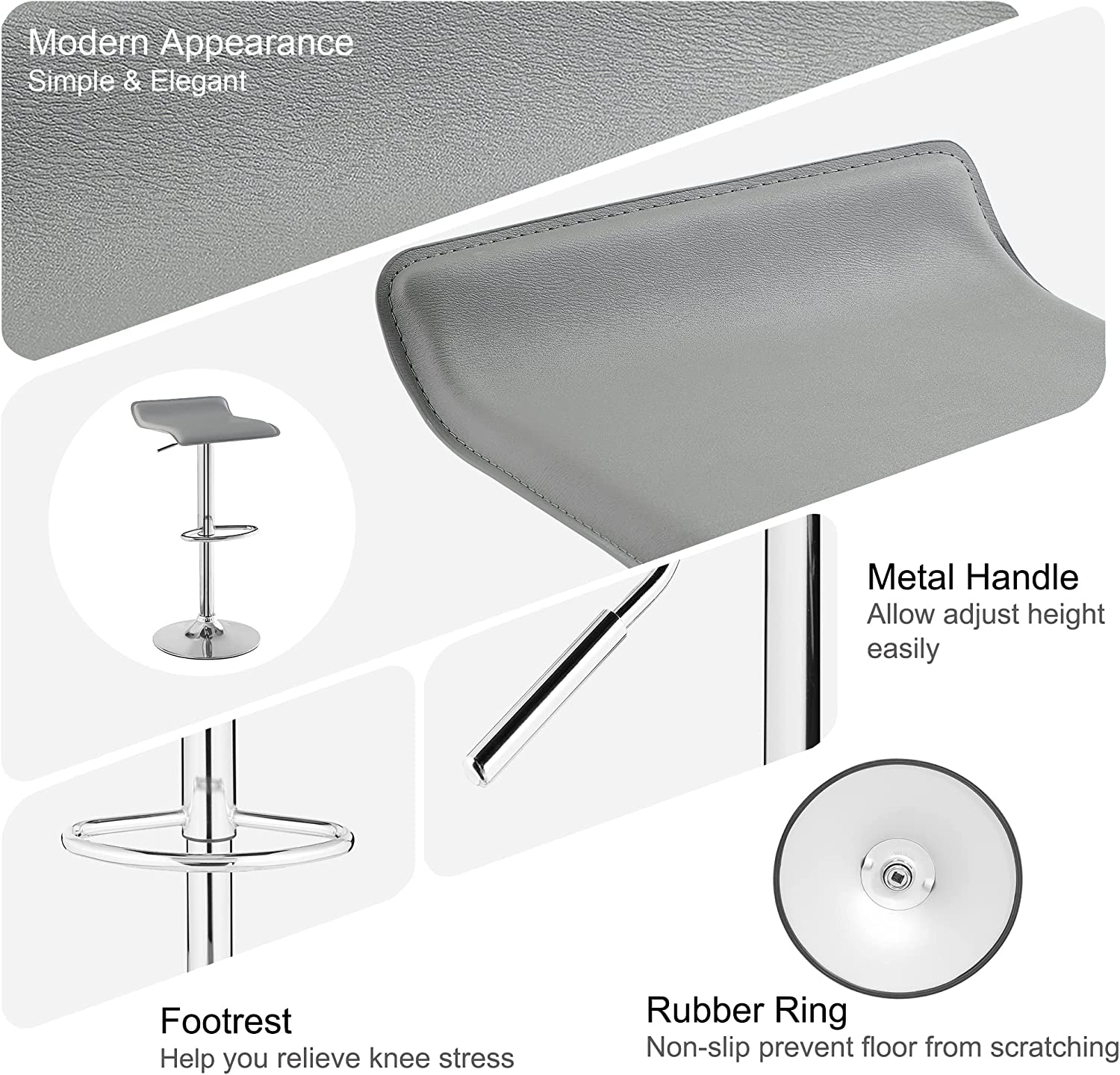 VECELO Counter Height Bar Stools Set of 2, Adjustable Barstools