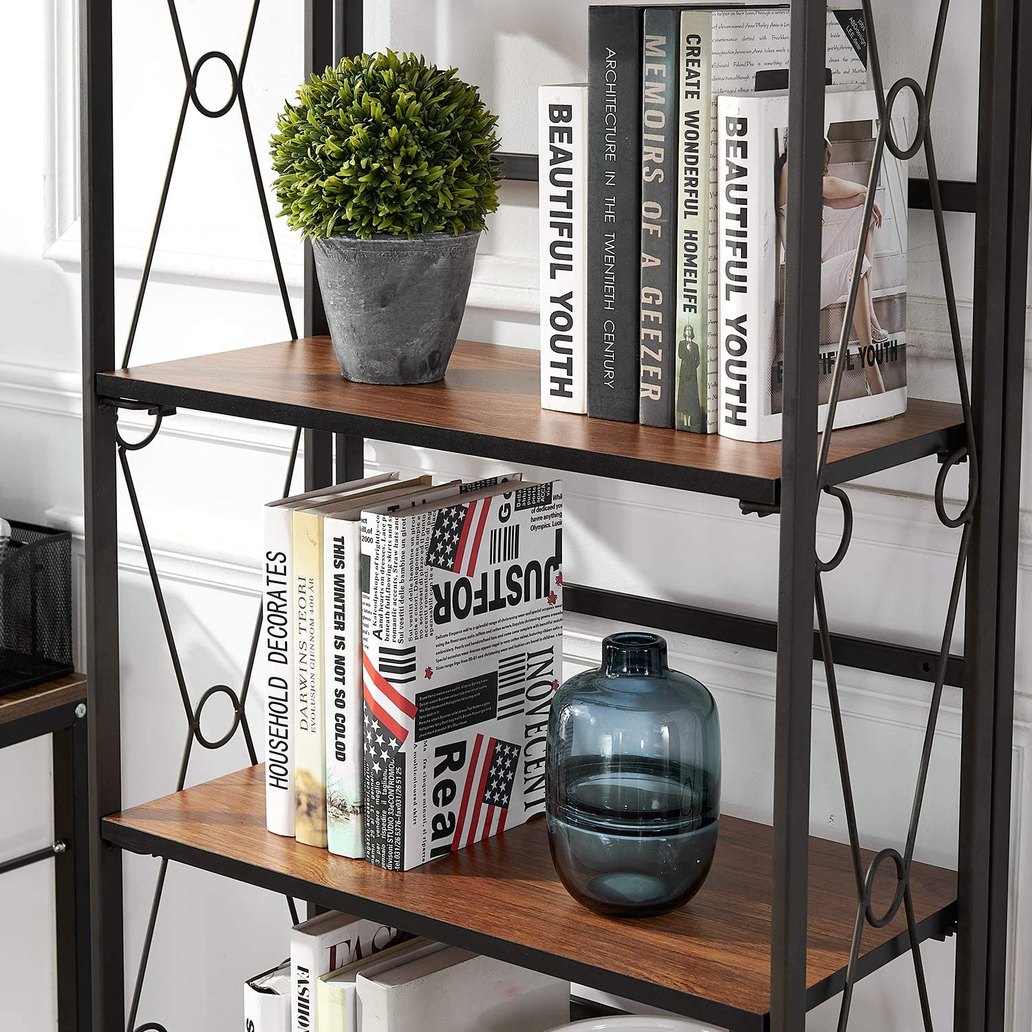 5 Tier Industrial Style Bookshelf