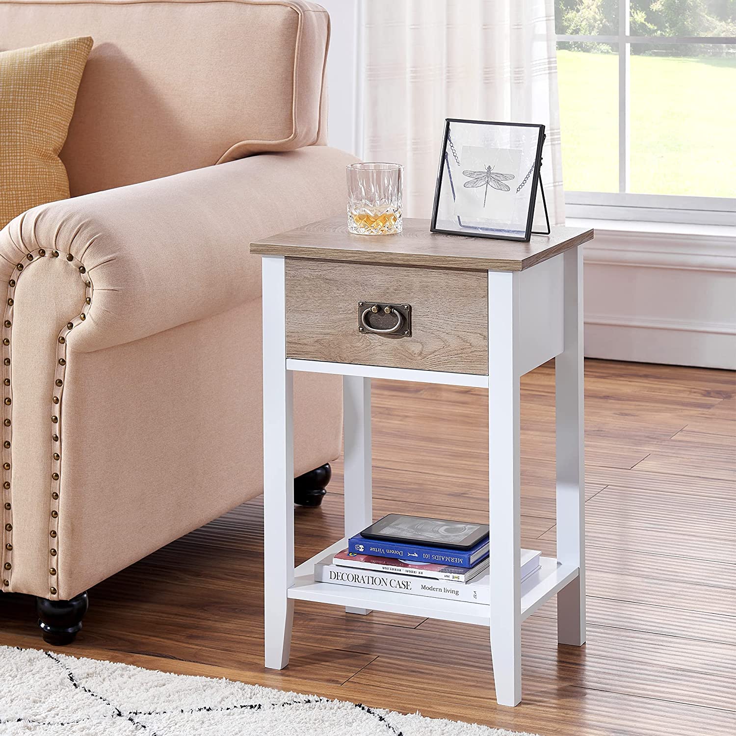 VECELO Modern Nightstands Set of 2, Side End Table with Drawers