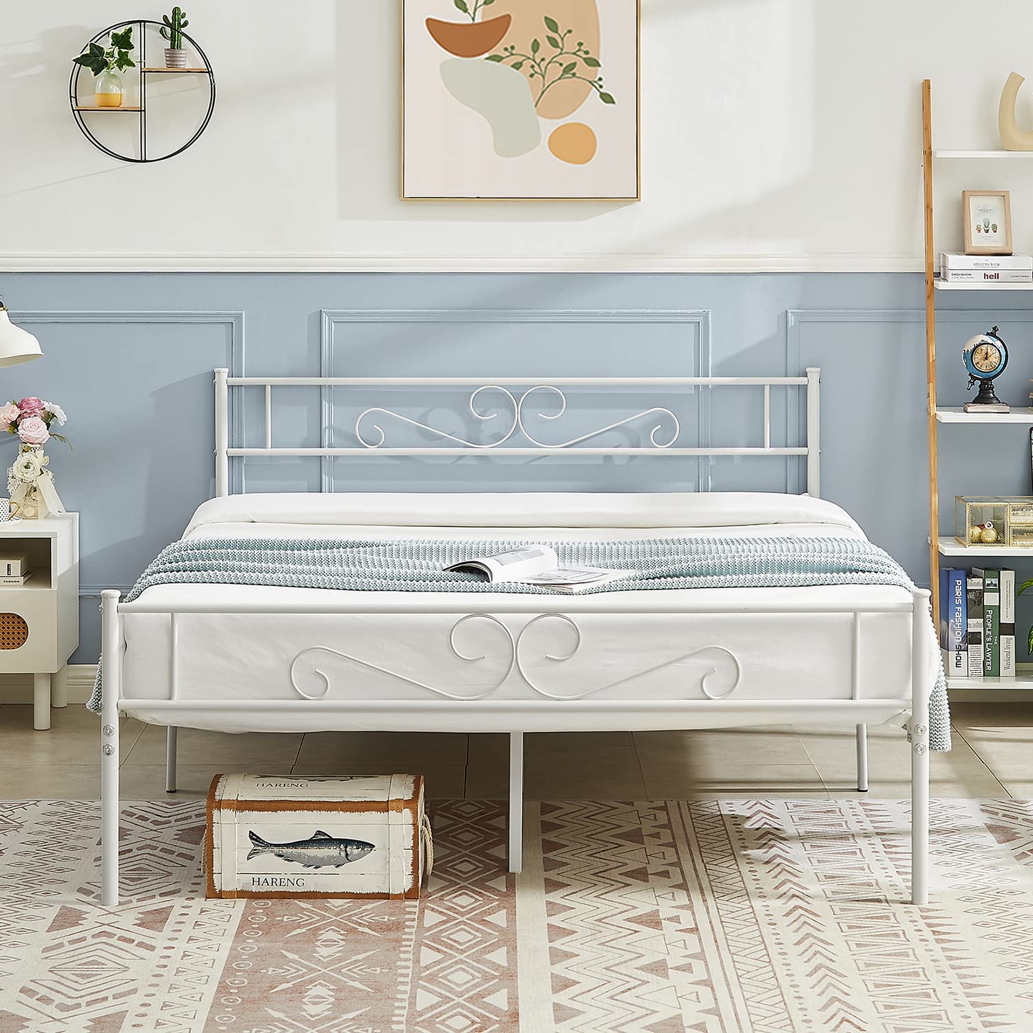 VECELO Metal Platform Bed Frame Mattress Foundation with Headboard & Footboard