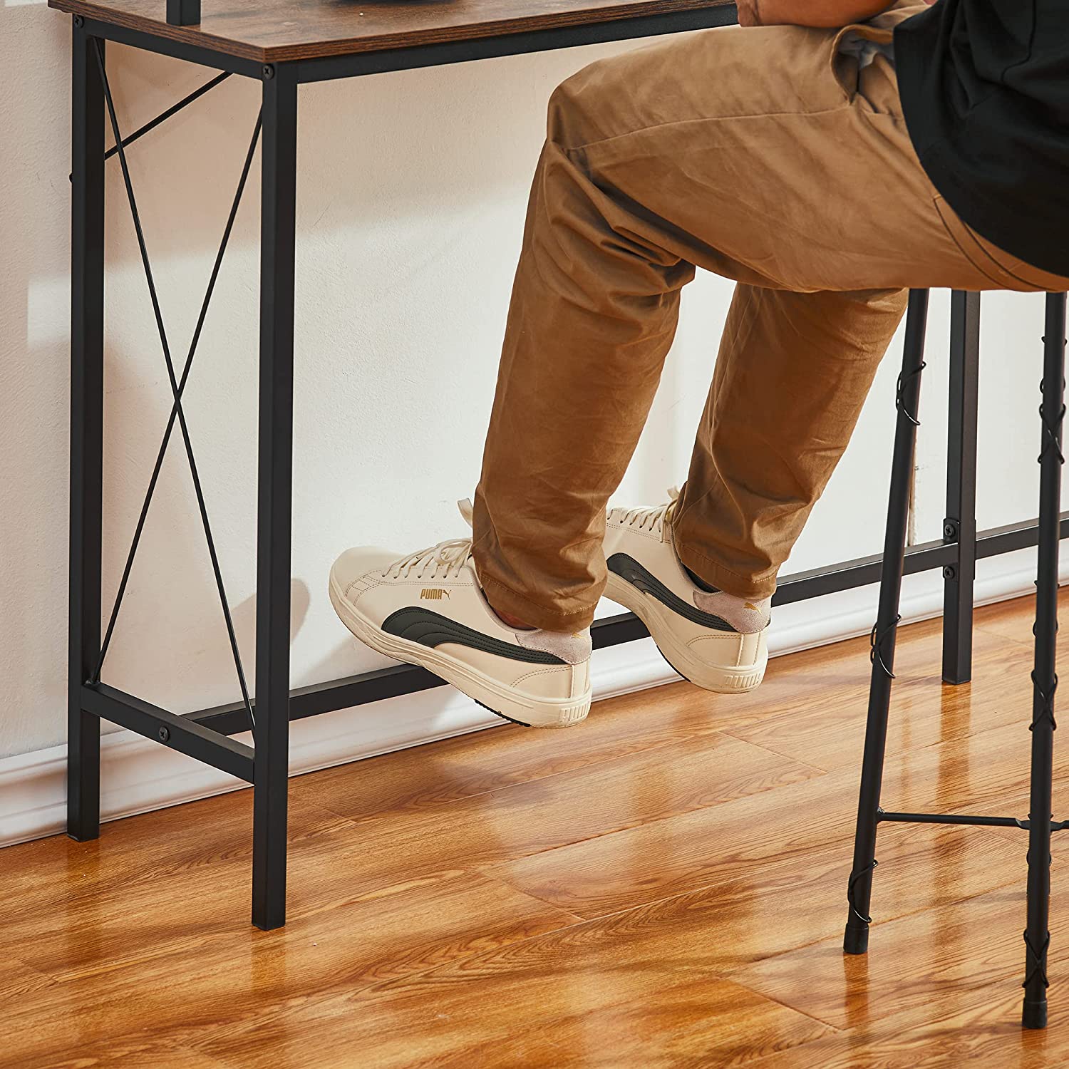 VECELO Extra Long Entryway Narrow Sofa Couch Behind Console Table with Power Outlet & USB Ports