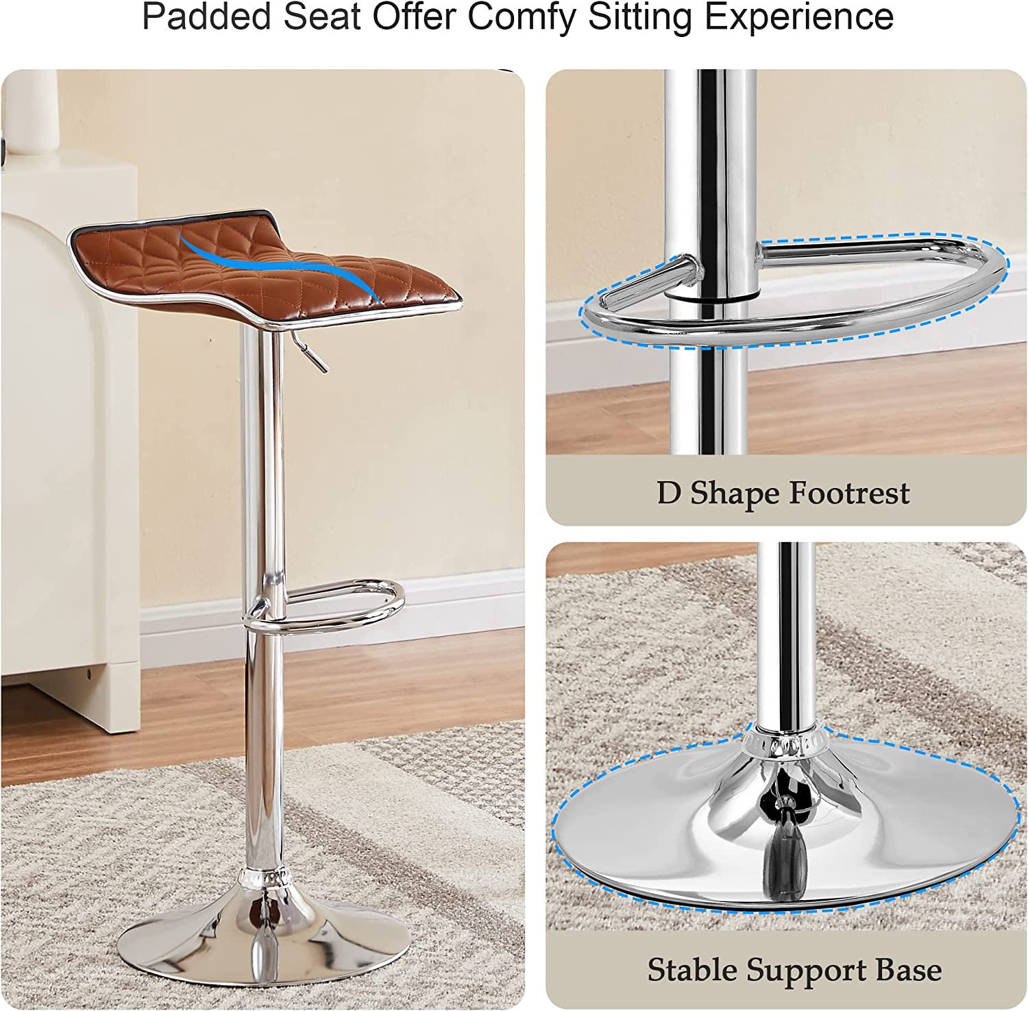 VECELO Bar Stools Set of 2, Kitchen Island Counter Height Bar Chairs - VECELO