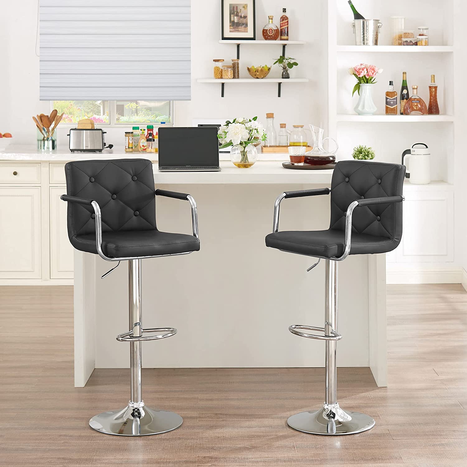 VECELO Adjustable Counter Height Bar Stools Set of 2 - VECELO