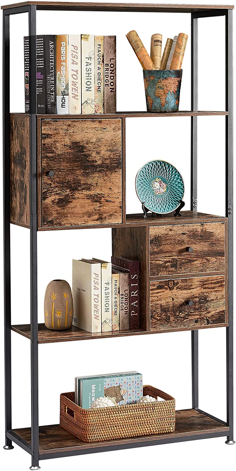 Four Tiered Wood and Metal Display Shelf