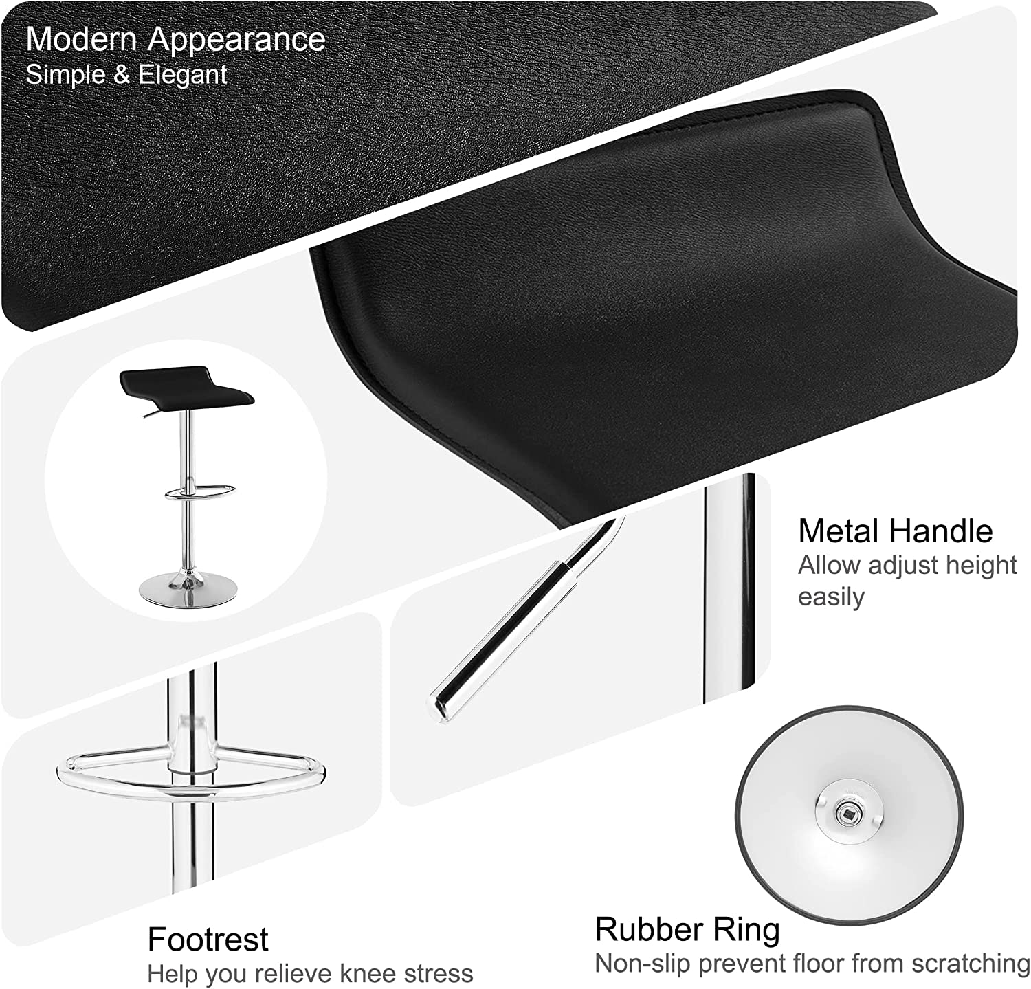 VECELO Counter Height Bar Stools Set of 2, Adjustable Barstools