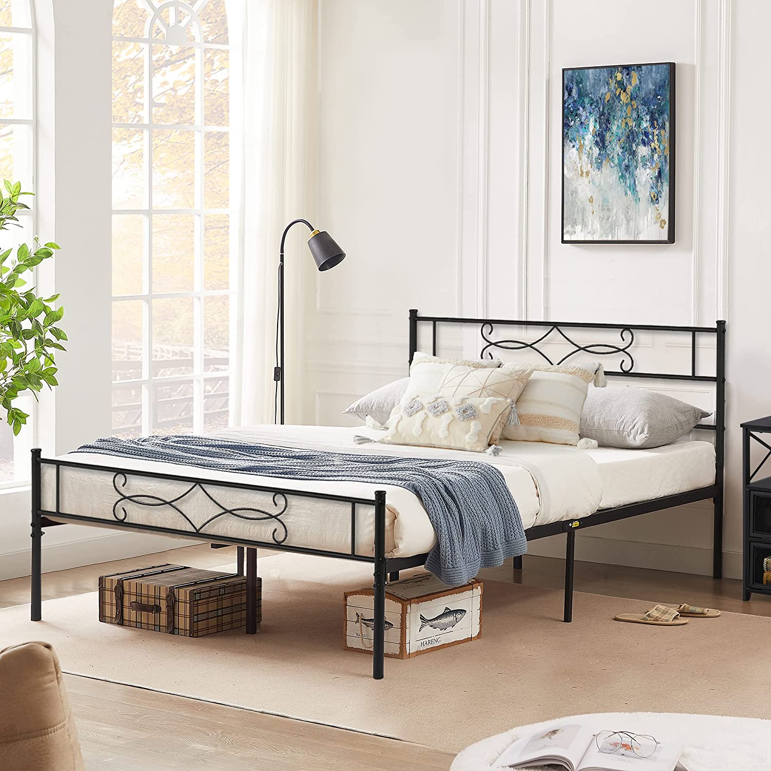 VECELO Metal Platform Bed Frame with Headboard & Footboard Premium Steel Slat Support Noise-Free