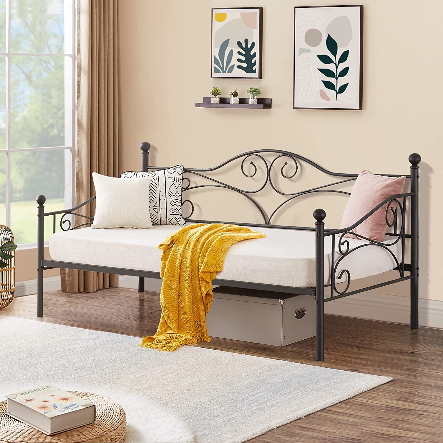 VECELO Premium Daybed Metal Bed Frame Twin Size