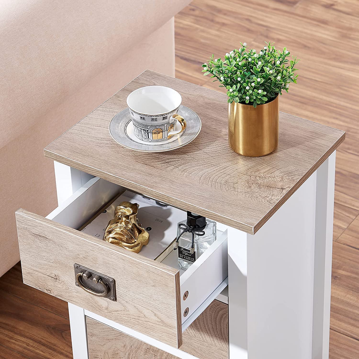 VECELO Modern Nightstands Set of 2, Side End Table with Drawers