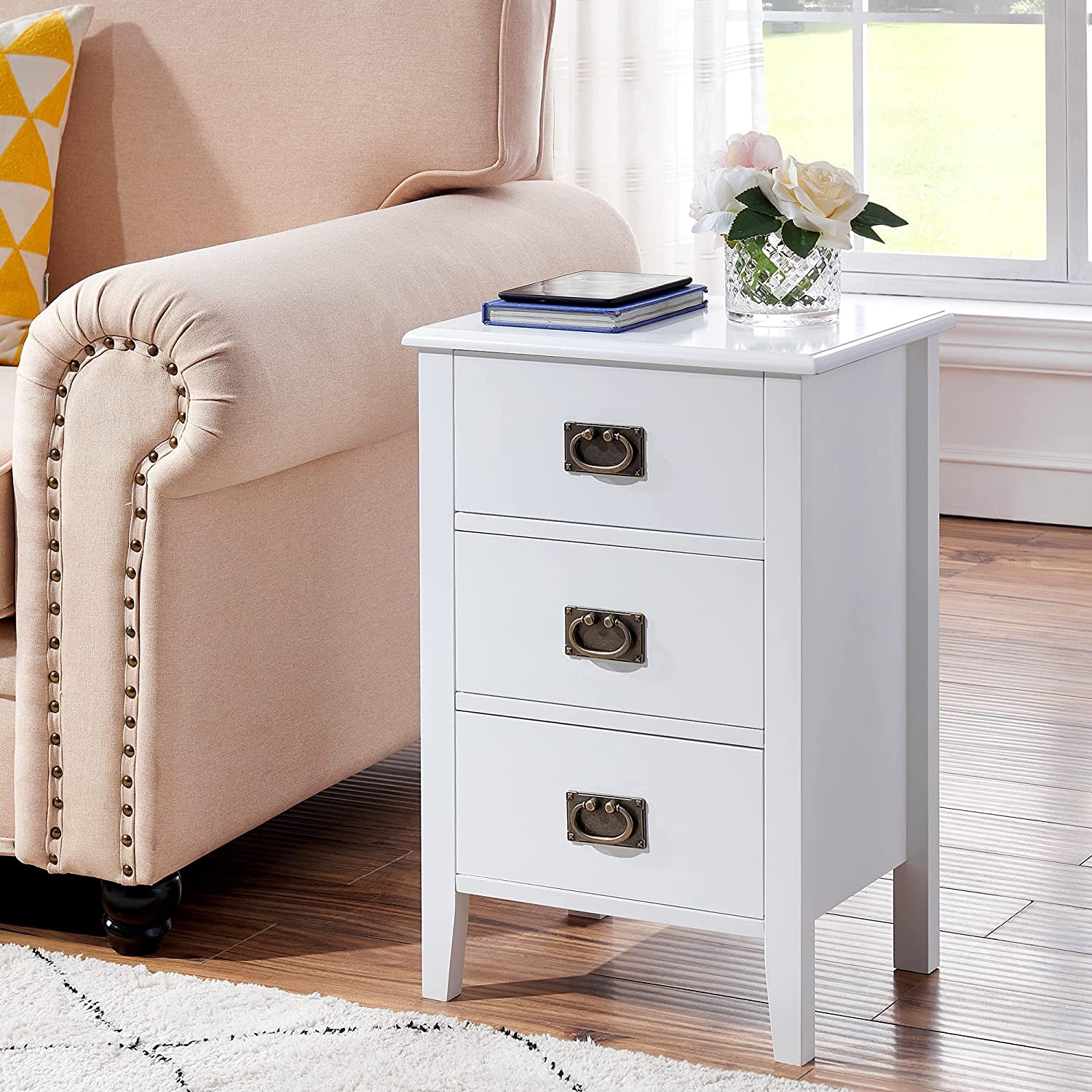 VECELO Modern Nightstands Set of 2, Side End Table with Drawers