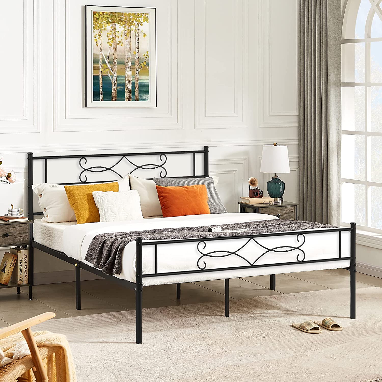 VECELO Metal Platform Bed Frame with Headboard & Footboard Premium Steel Slat Support Noise-Free