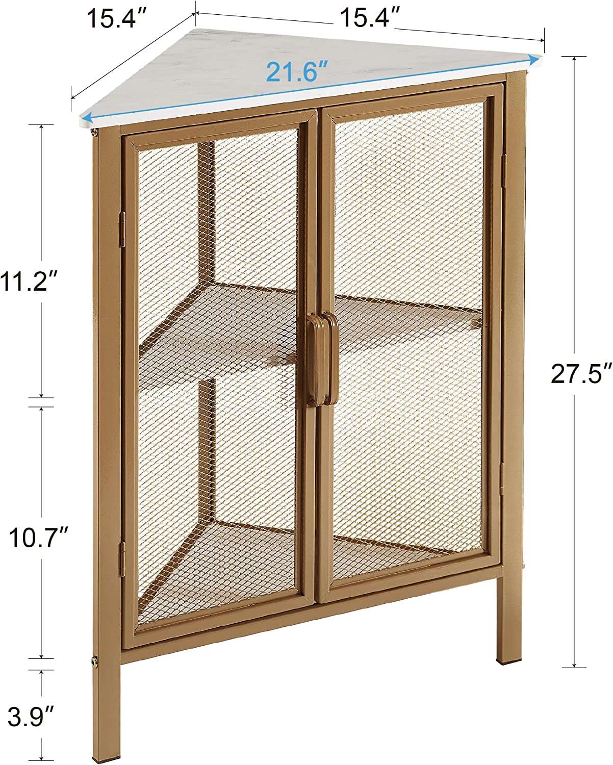 VECELO 3 Tier Corner Cabinet Shelf Display Rack with Grid Doors - VECELO