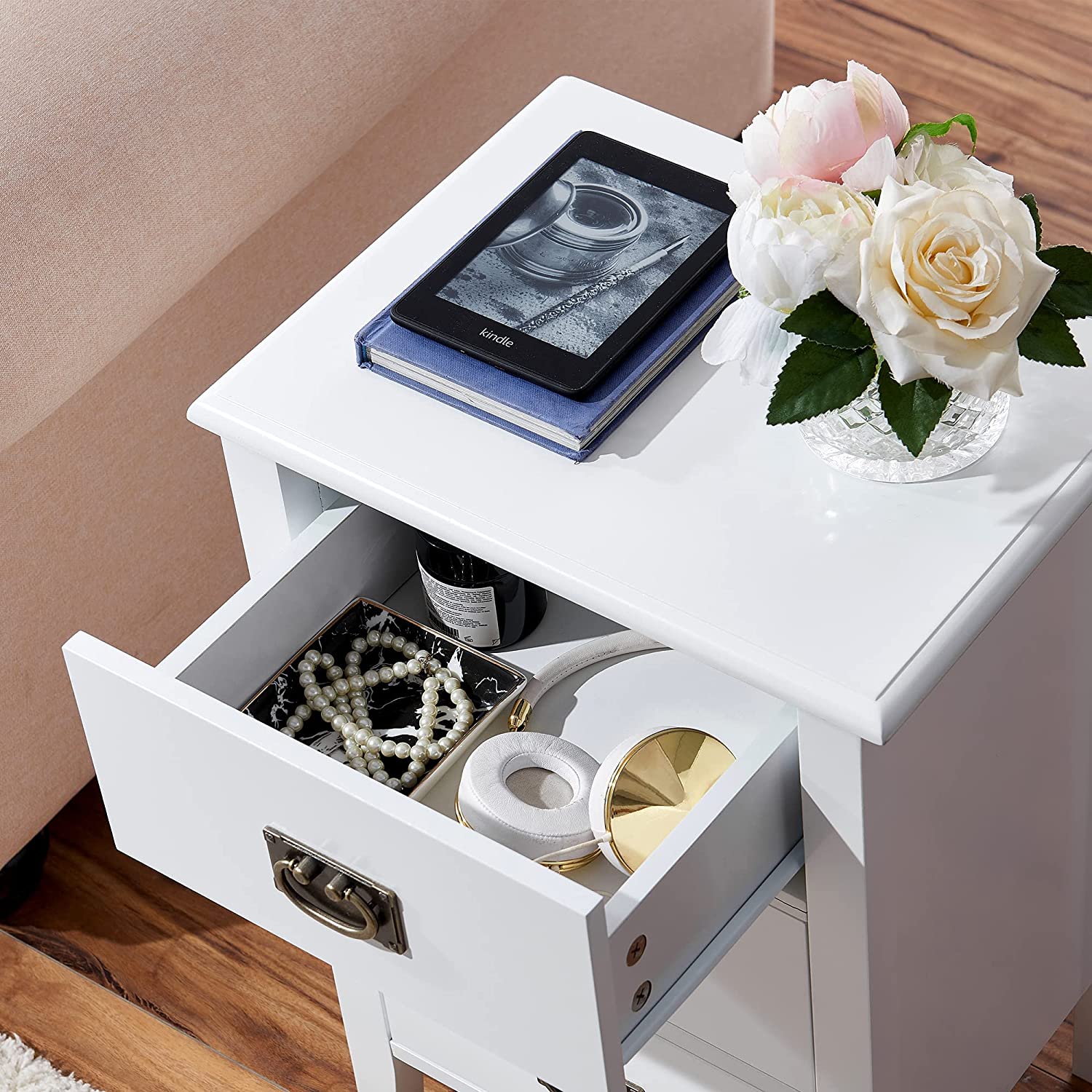 VECELO Modern Nightstands Set of 2, Side End Table with Drawers