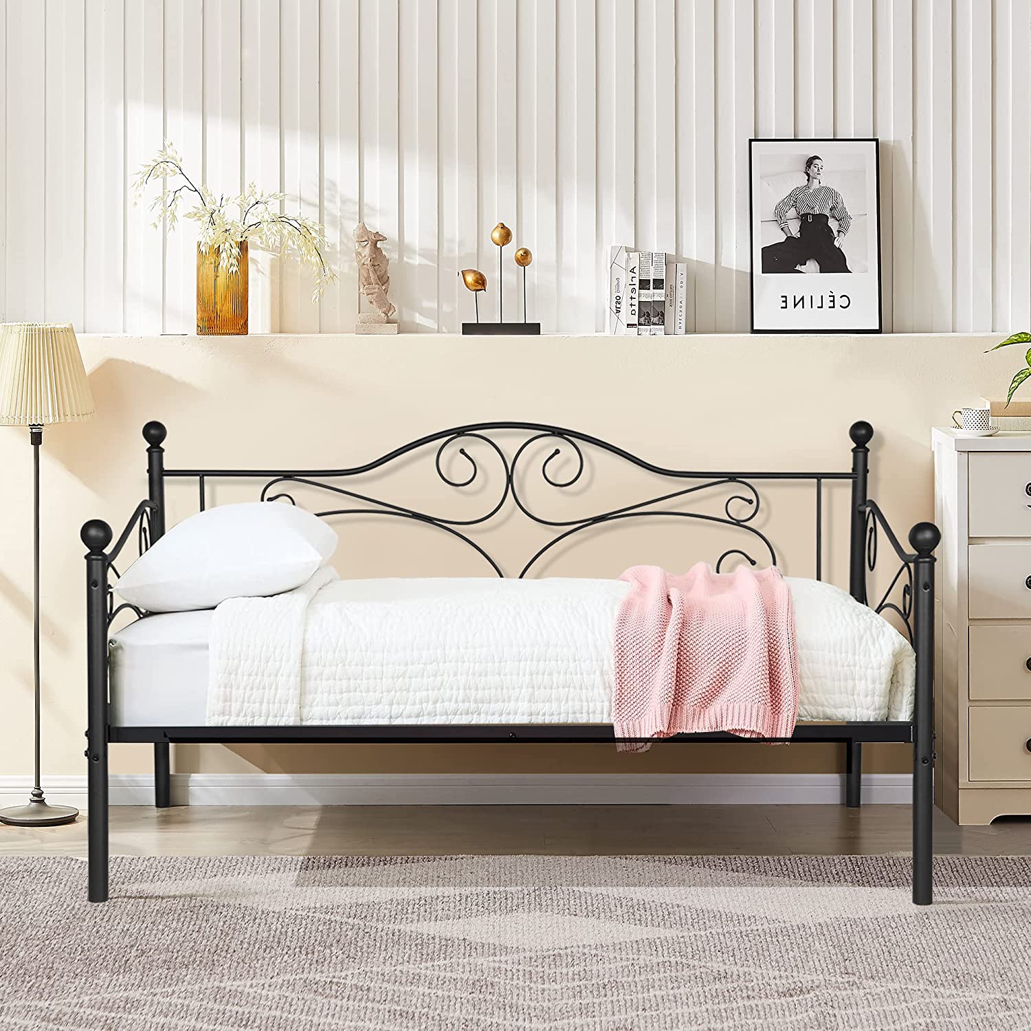 VECELO Premium Daybed Metal Bed Frame Twin Size