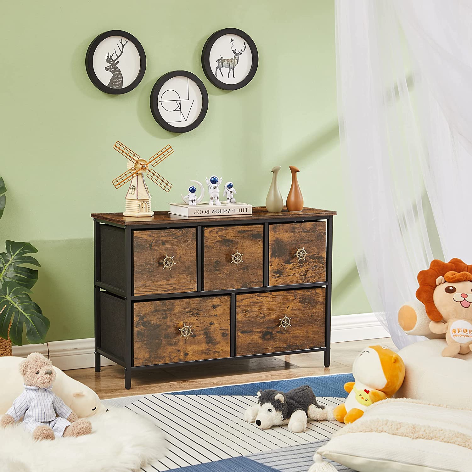 Dresser for Bedroom with 5 Fabric Drawers