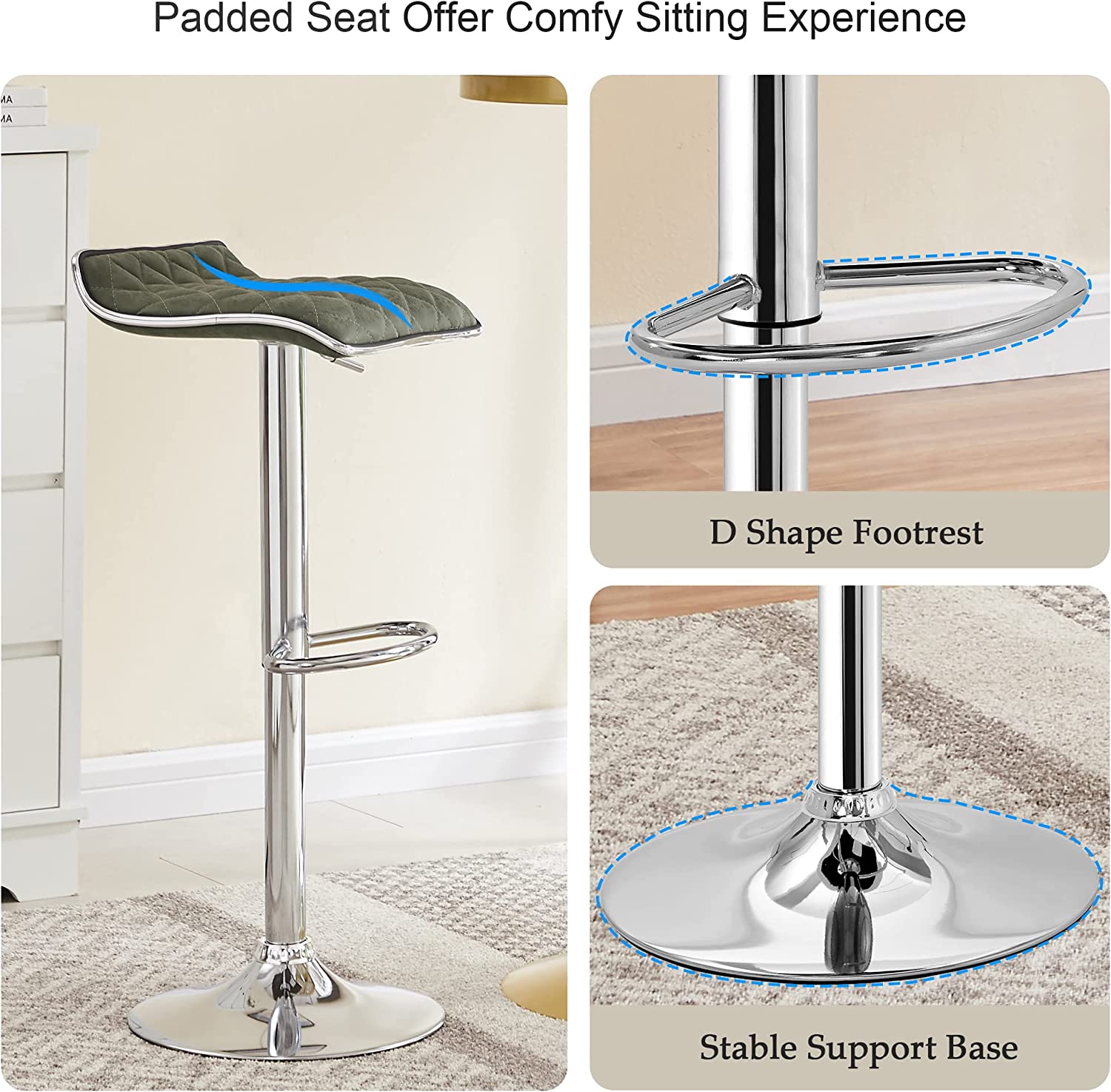 VECELO Bar Stools Set of 2, Kitchen Island Counter Height Bar Chairs - VECELO