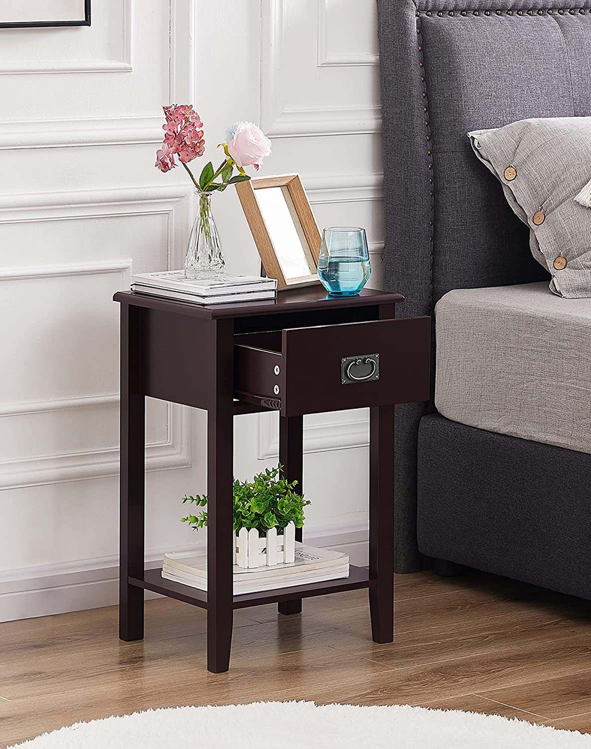 VECELO Modern Nightstands Set of 2, Side End Table with Drawers