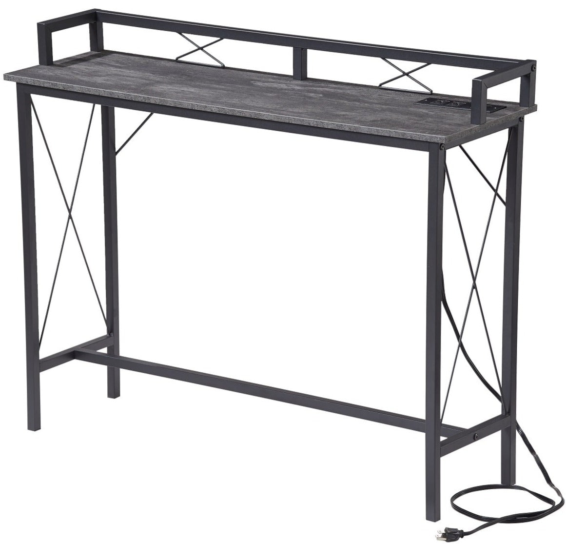 VECELO Extra Long Entryway Narrow Sofa Couch Behind Console Table with Power Outlet & USB Ports