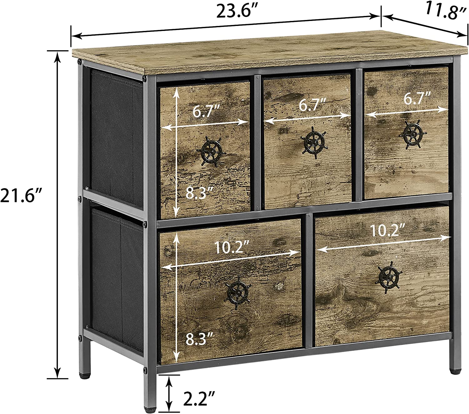 Dresser for Bedroom with 5 Fabric Drawers