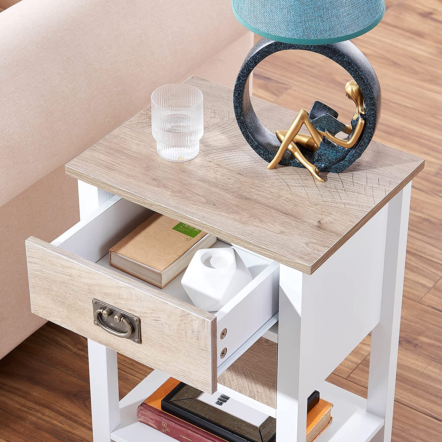VECELO Modern Nightstands Set of 2, Side End Table with Drawers