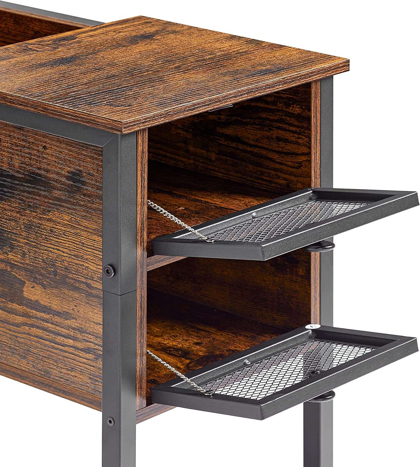 VECELO 24''Tall Flip Top Narrow Side Table with Storage Shelf for Living Room - VECELO