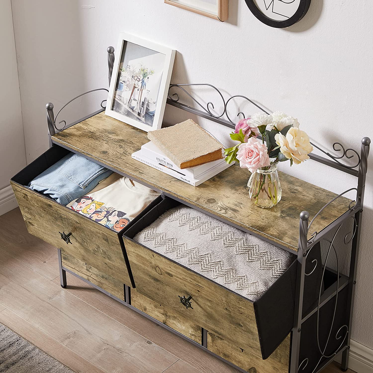 VECELO Dresser for Bedroom with 5 Drawers, Storage Organizer Unit with Shelf for Closet, Living Room