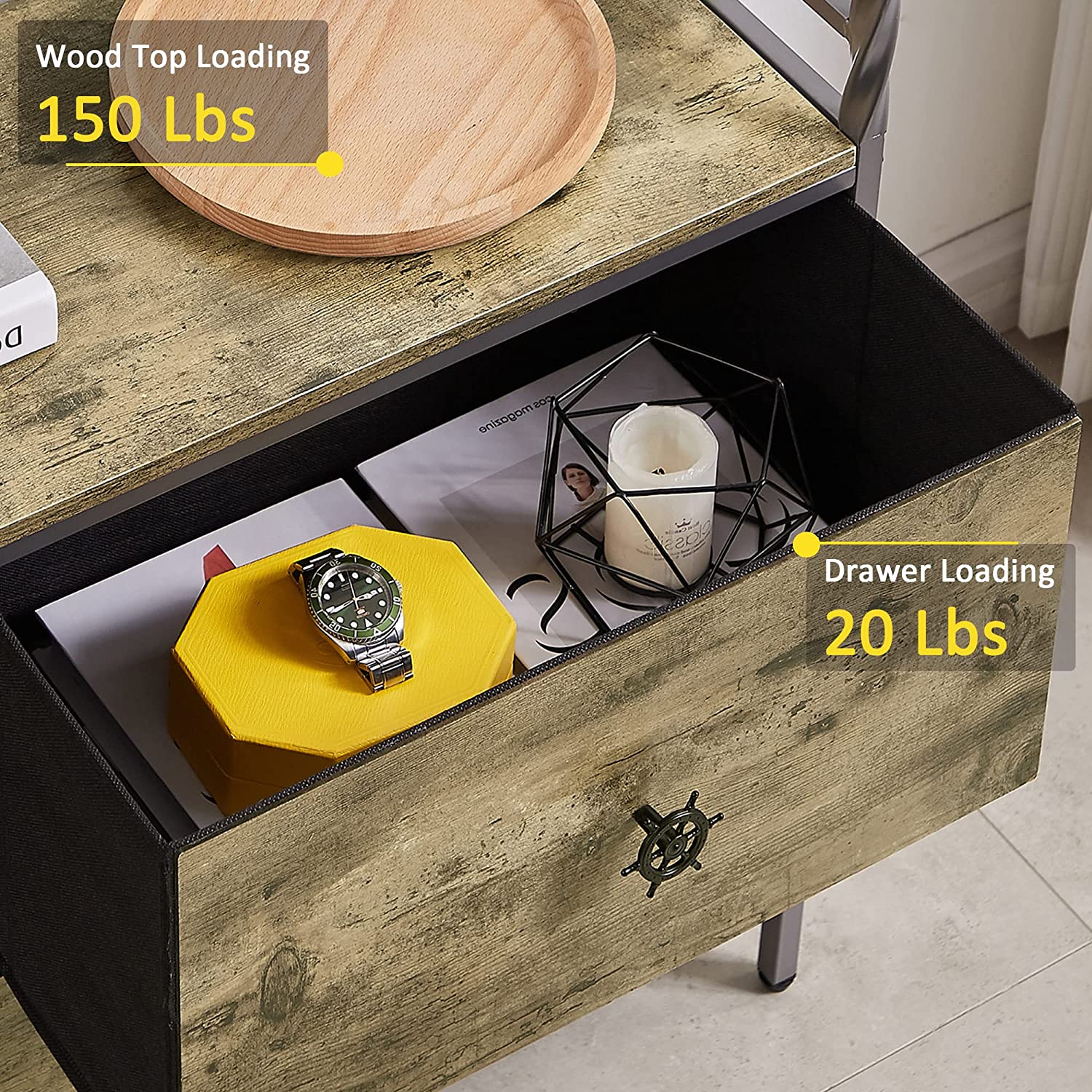 VECELO Dresser for Bedroom with 5 Drawers, Storage Organizer Unit Wide Chest