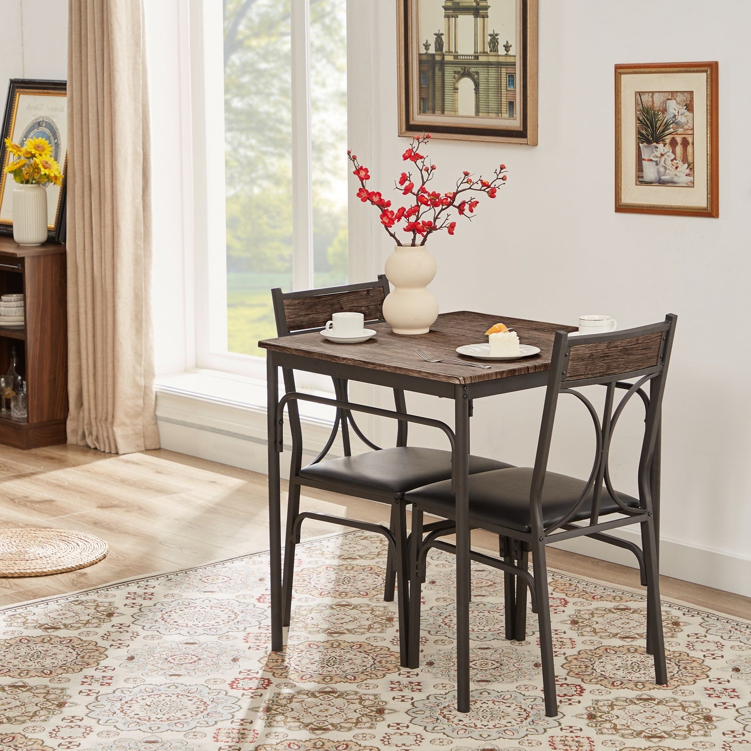 Industrial Style 3-Piece Dining Room Table Set