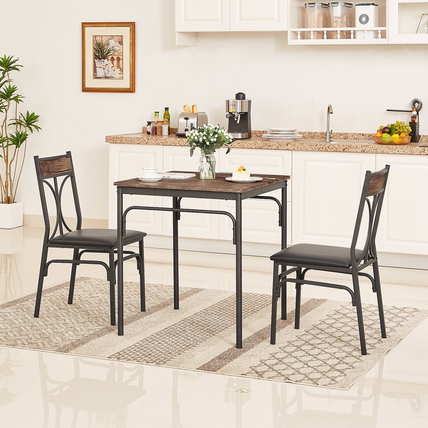 Industrial Style 3-Piece Dining Room Table Set