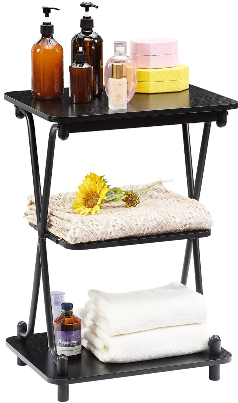 VECELO 25.6" Tall Modern Nightstand 3 Tier End Side Table with Stable Metal Frame - VECELO