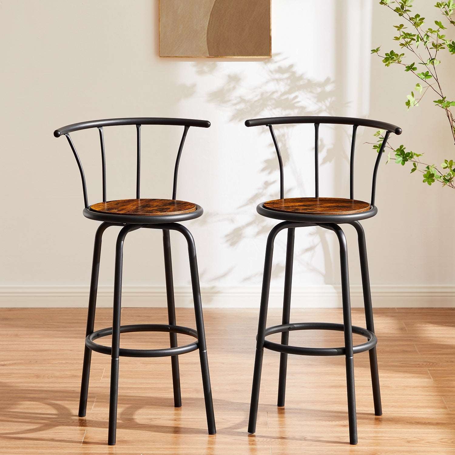 VECELO Inch Bar Stools Set of with Back Metal