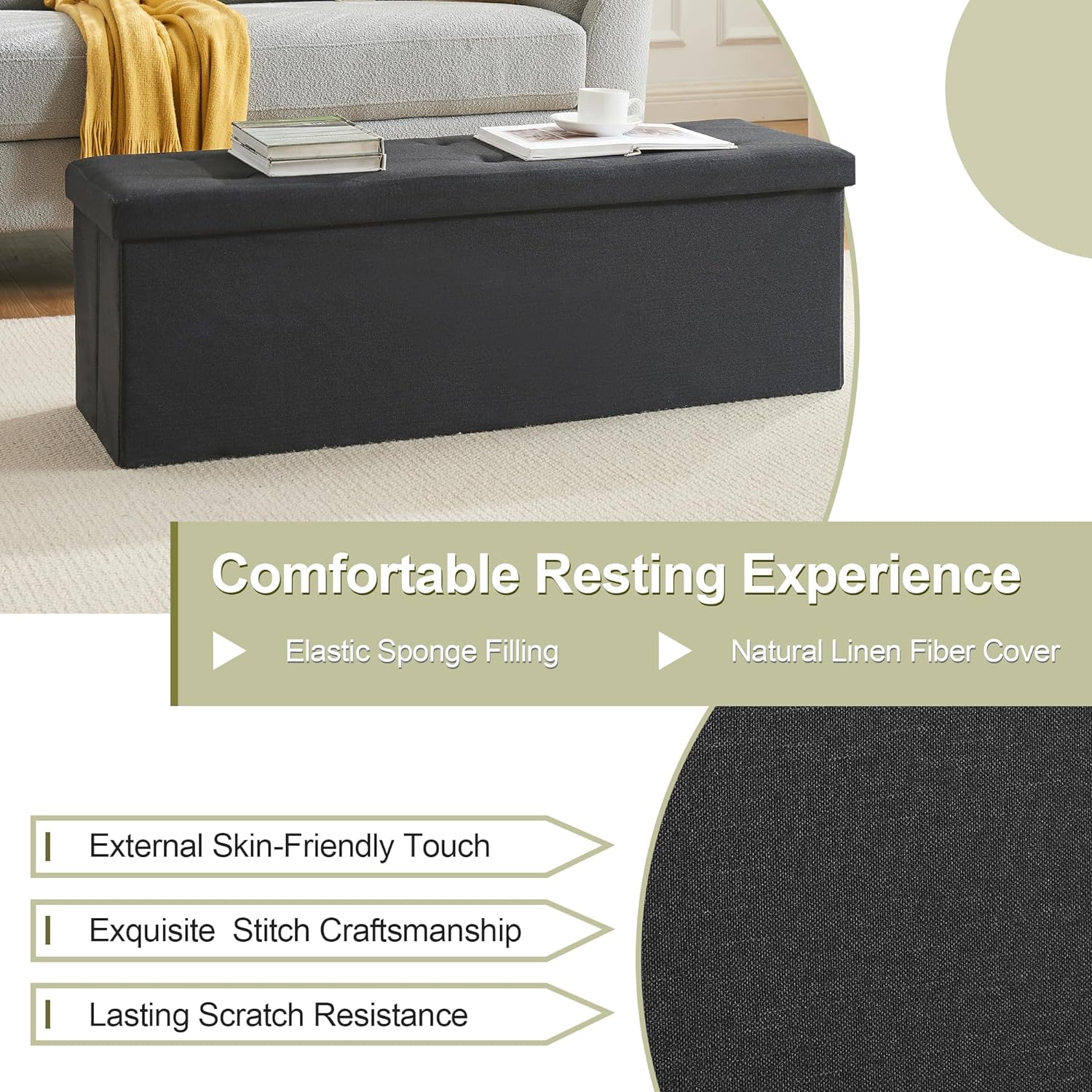 Folding storage ottoman bench best sale