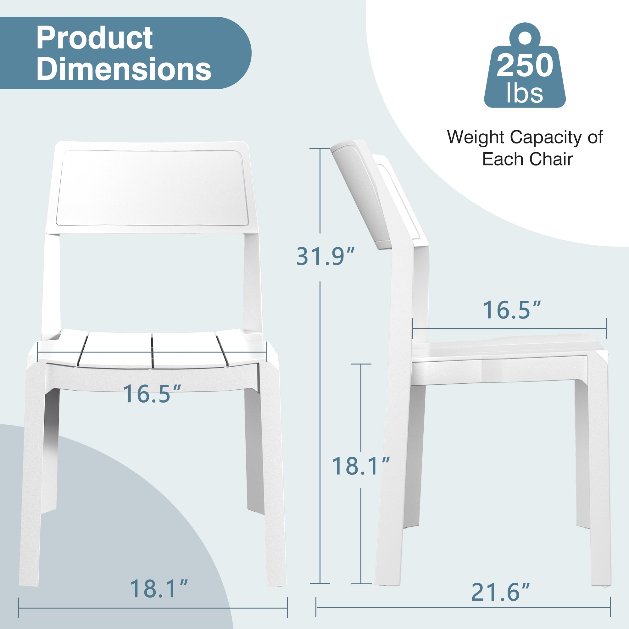 VECELO Dining Chairs Set of 4, Stackable Plastic Kitchen Chairs - VECELO