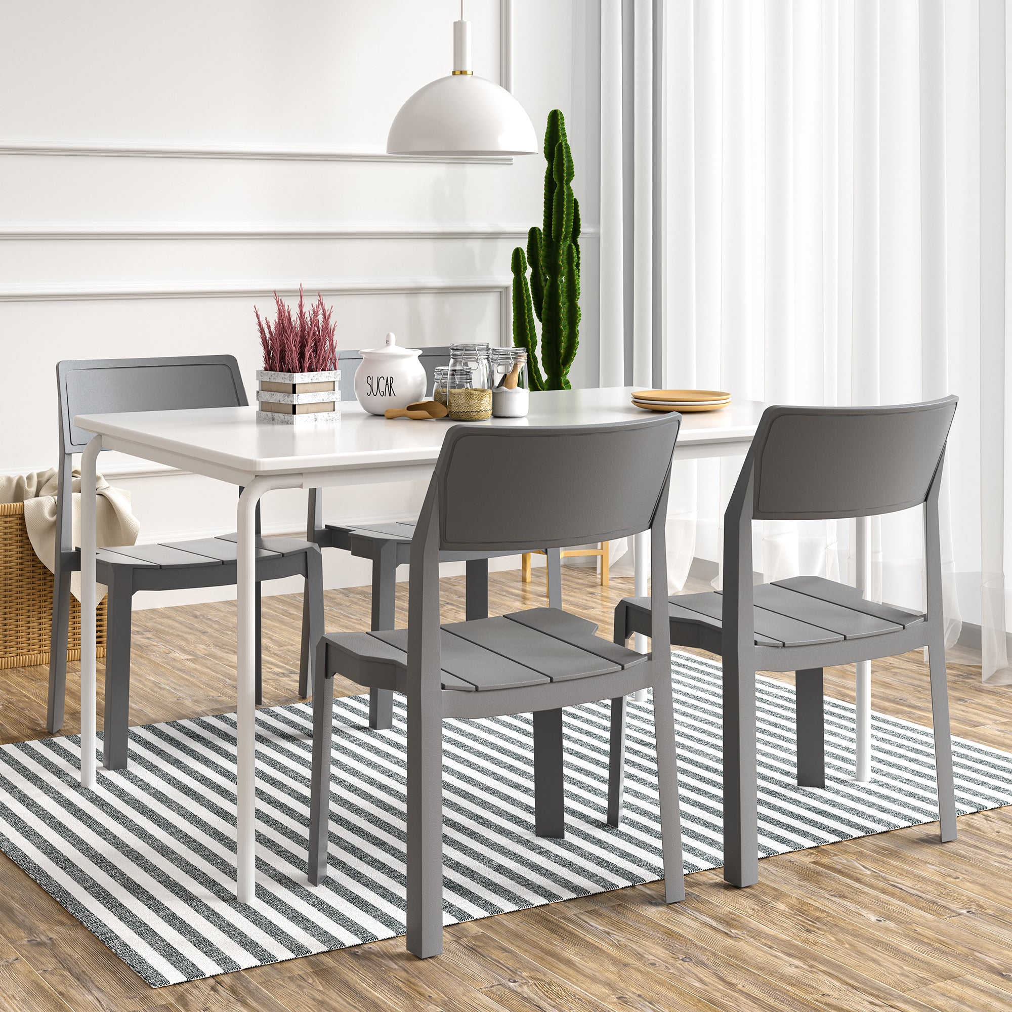VECELO Dining Chairs Set of 4, Stackable Plastic Kitchen Chairs - VECELO
