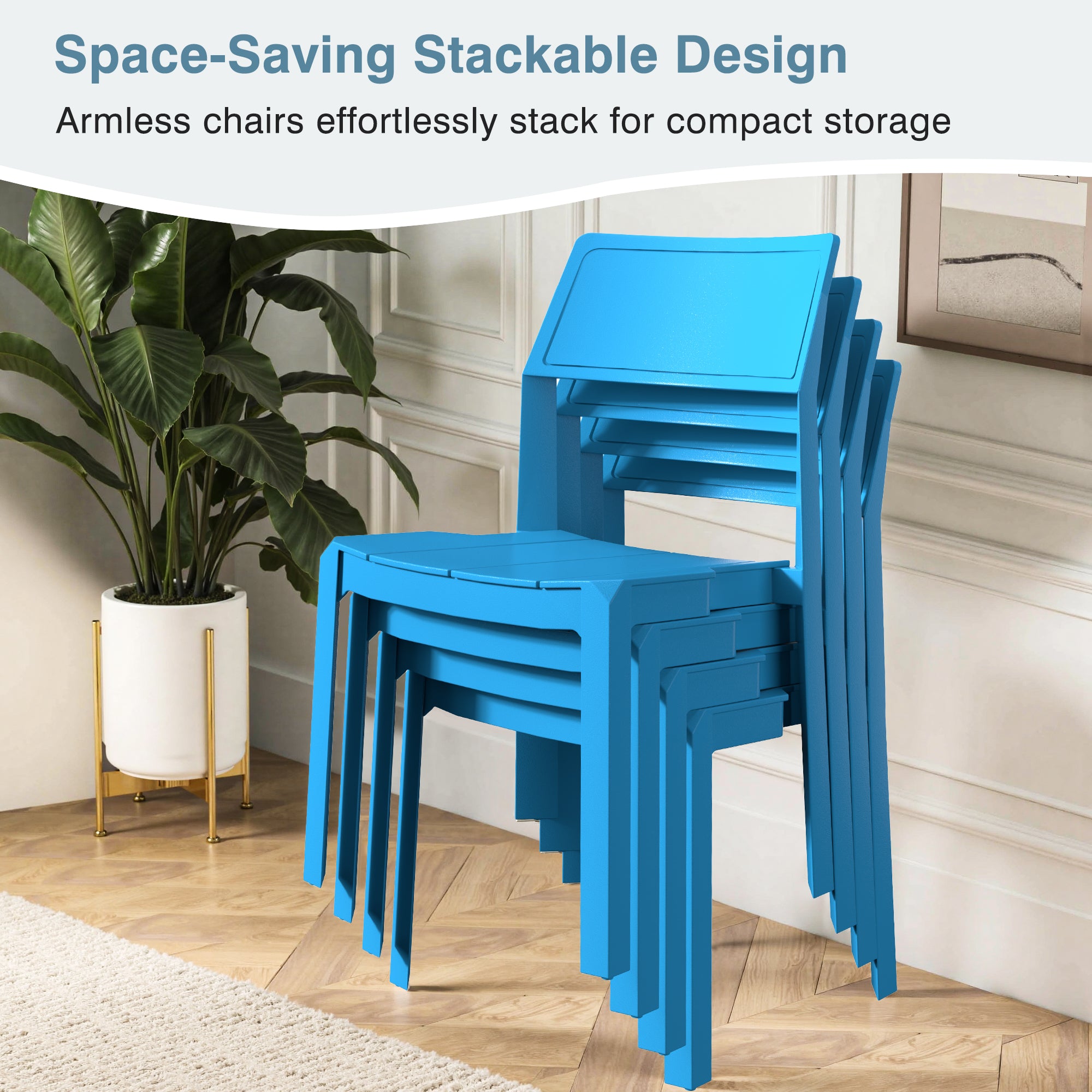 VECELO Dining Chairs Set of 4, Stackable Plastic Kitchen Chairs - VECELO