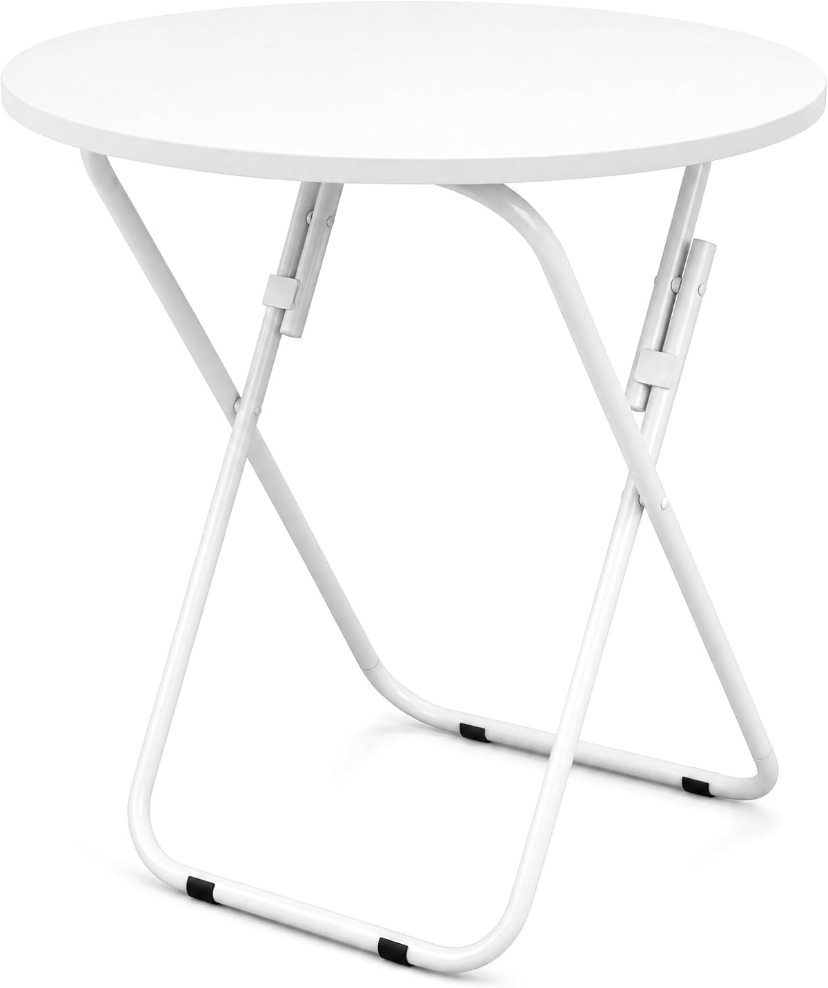 VECELO Folding Round Table, Patio Outdoor Dining Table, Wood Top Metal Frame No Assembly Required