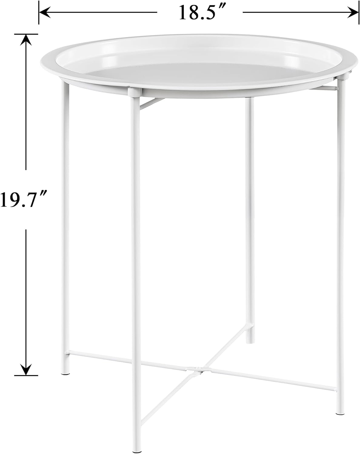 VECELO Metal Round End/Side Table with Removable Tray Small Folding Anti-Rust Nightstand