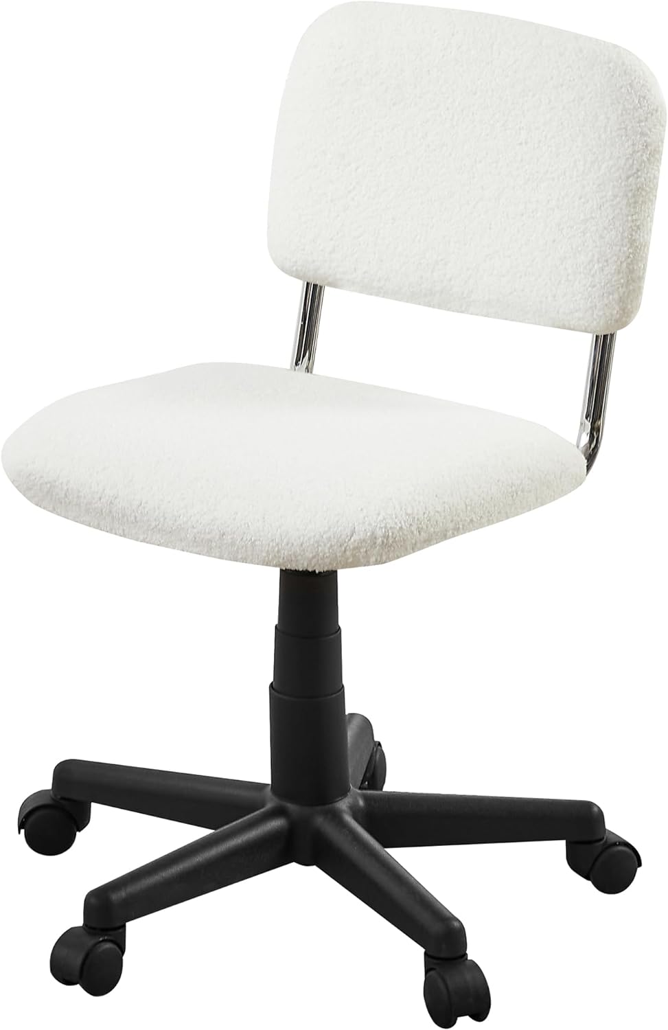 VECELO Faux Fur Comfy Height Adjustable Swivel Armless Home Office Sherpa Chair