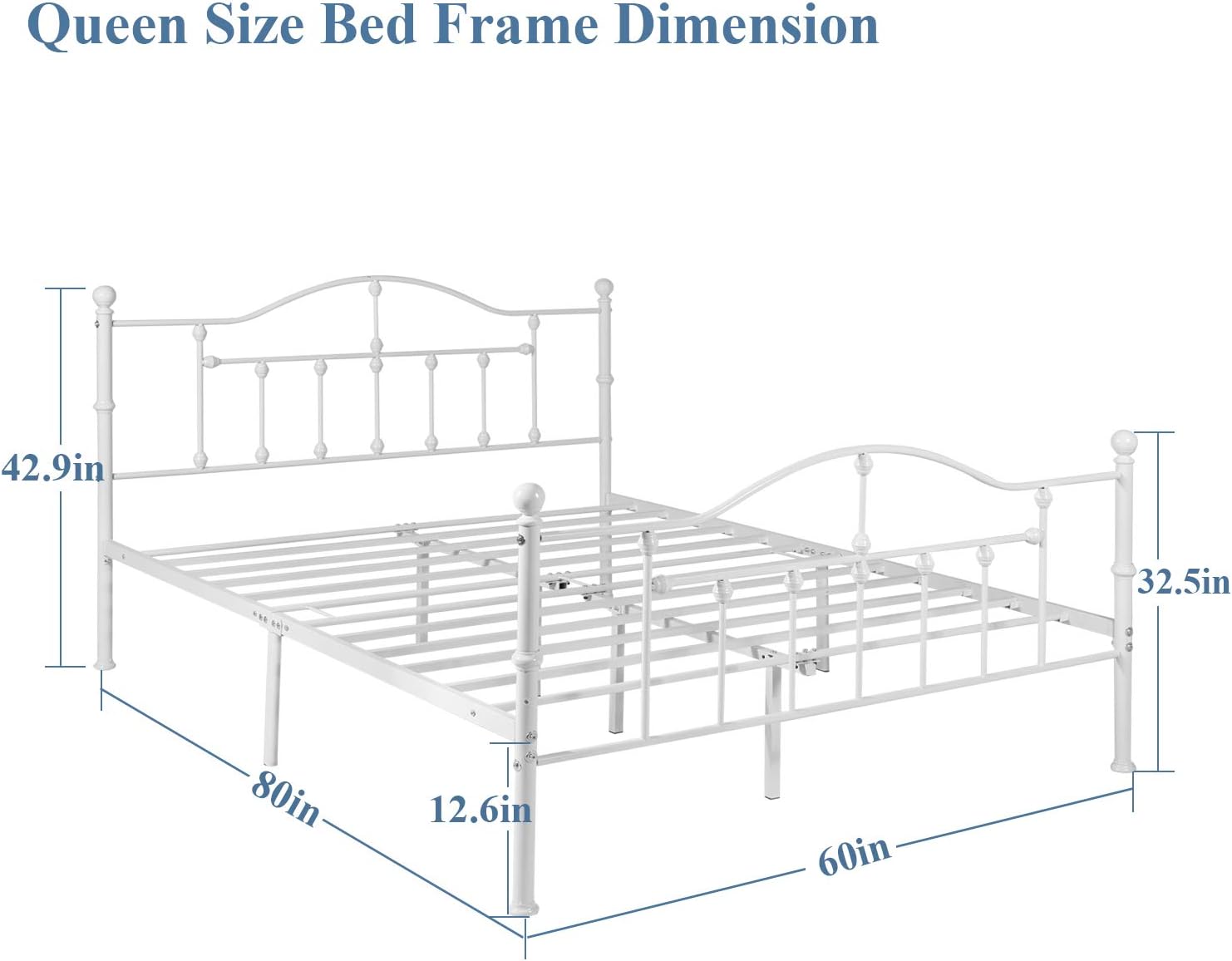 VECELO Classical Black Bed Frame Metal Platform Mattress Foundation with Headboard & Footboard