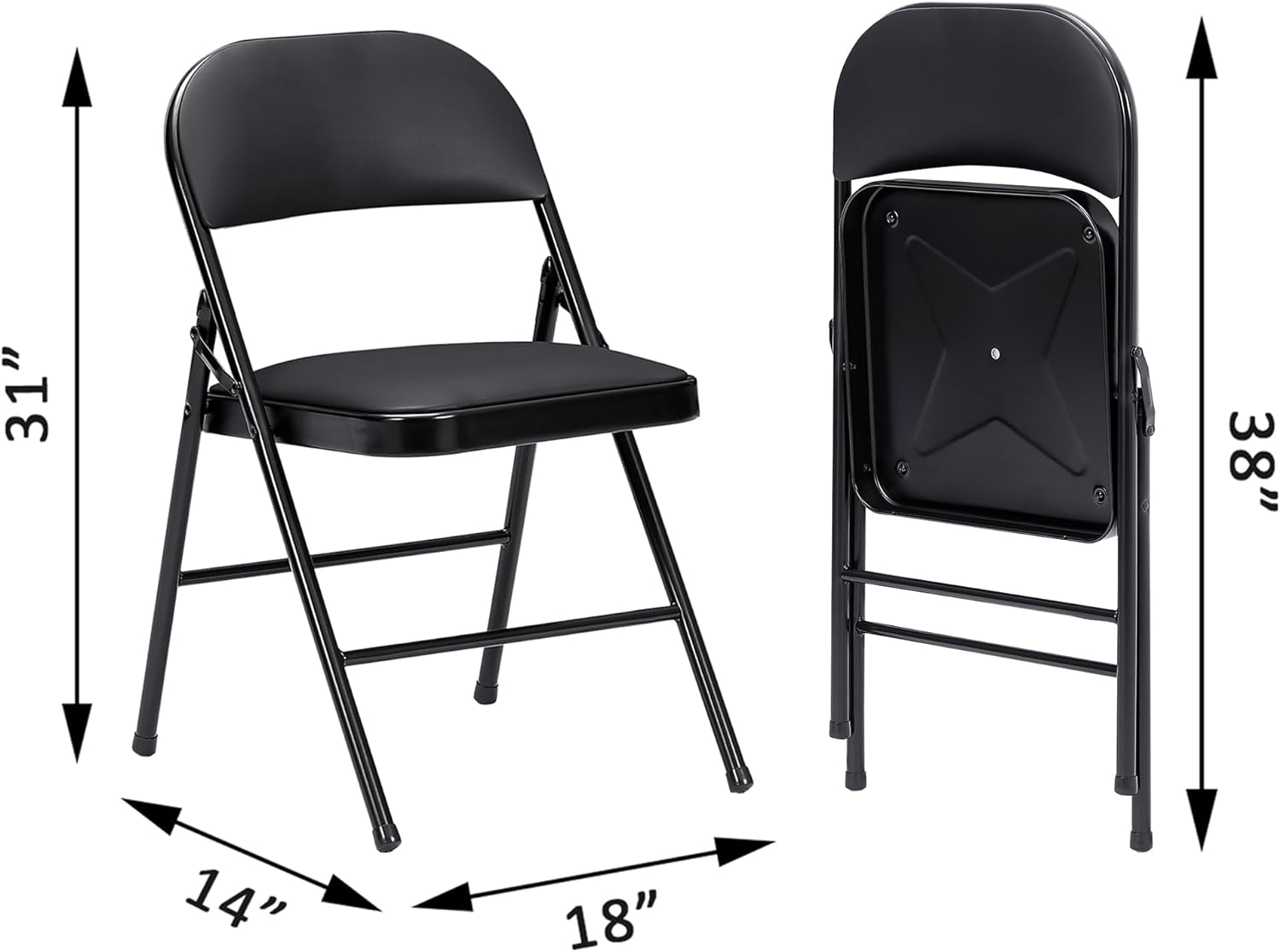 VECELO Portable Folding Card Table Square and Chair Sets with Collapsible Legs & Vinyl Upholstery (5 PCS)