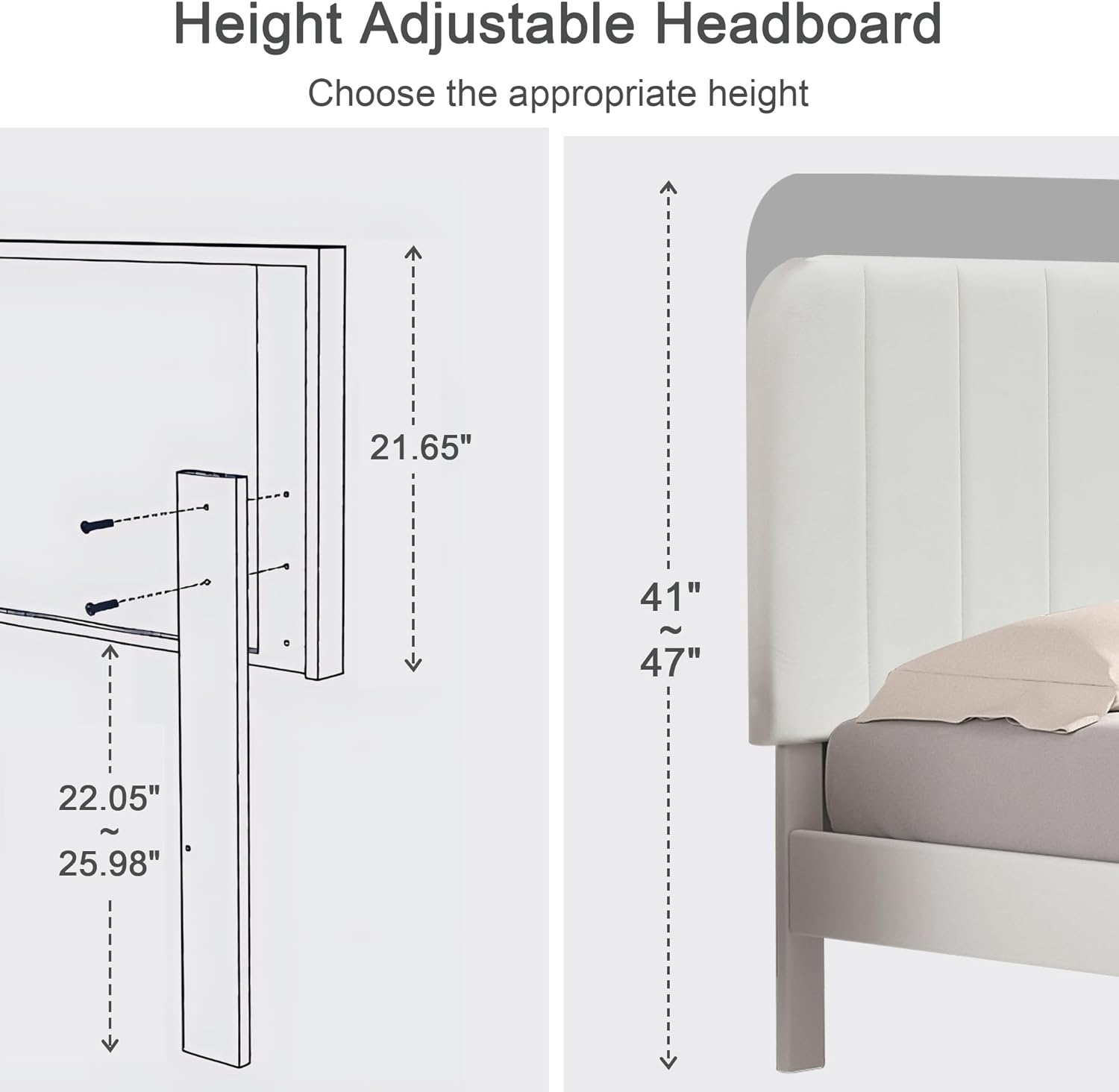 VECELO Upholstered Platform bedframe with Adjustable Headboard