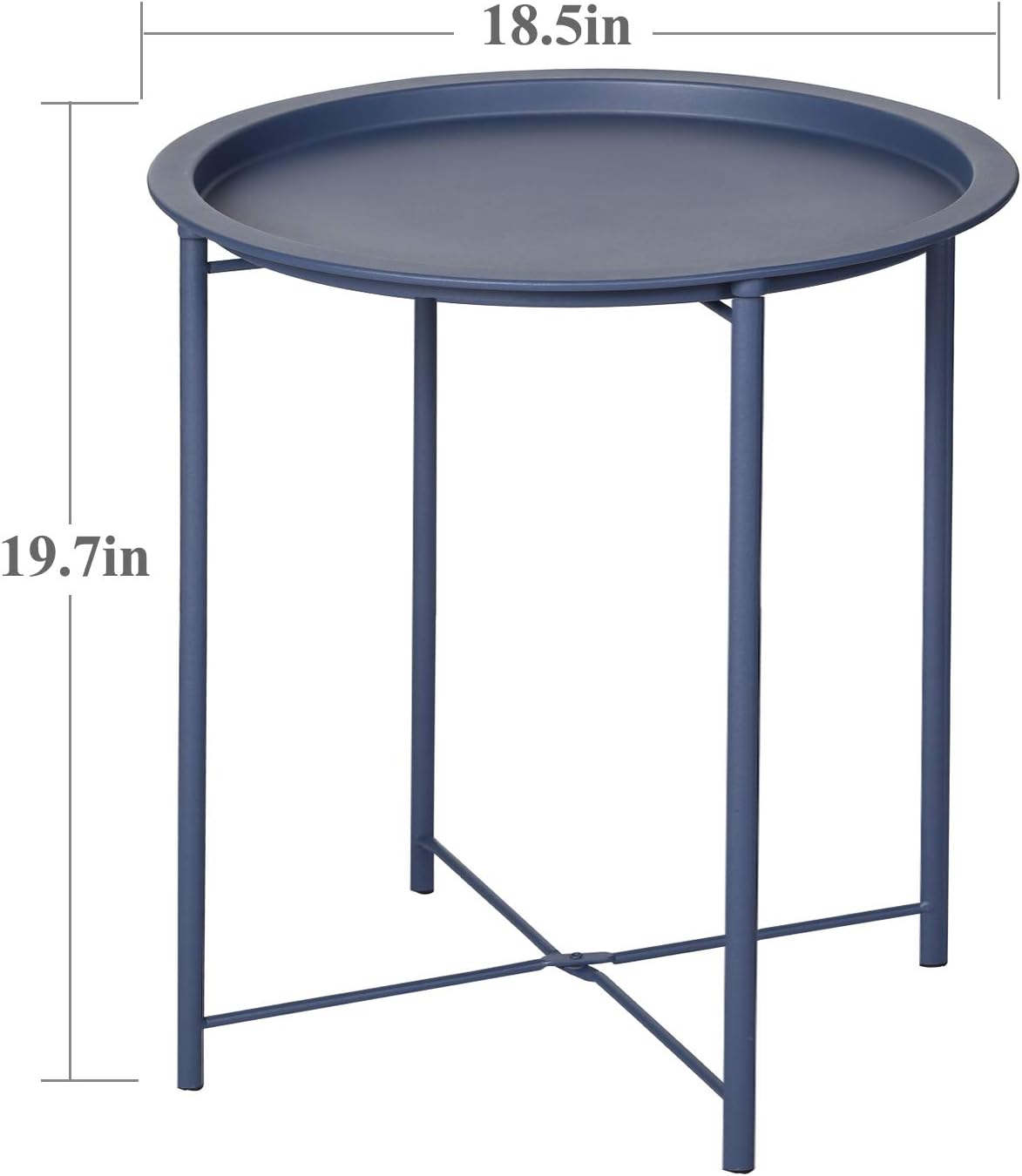 VECELO Metal Round End/Side Table with Removable Tray Small Folding Anti-Rust Nightstand