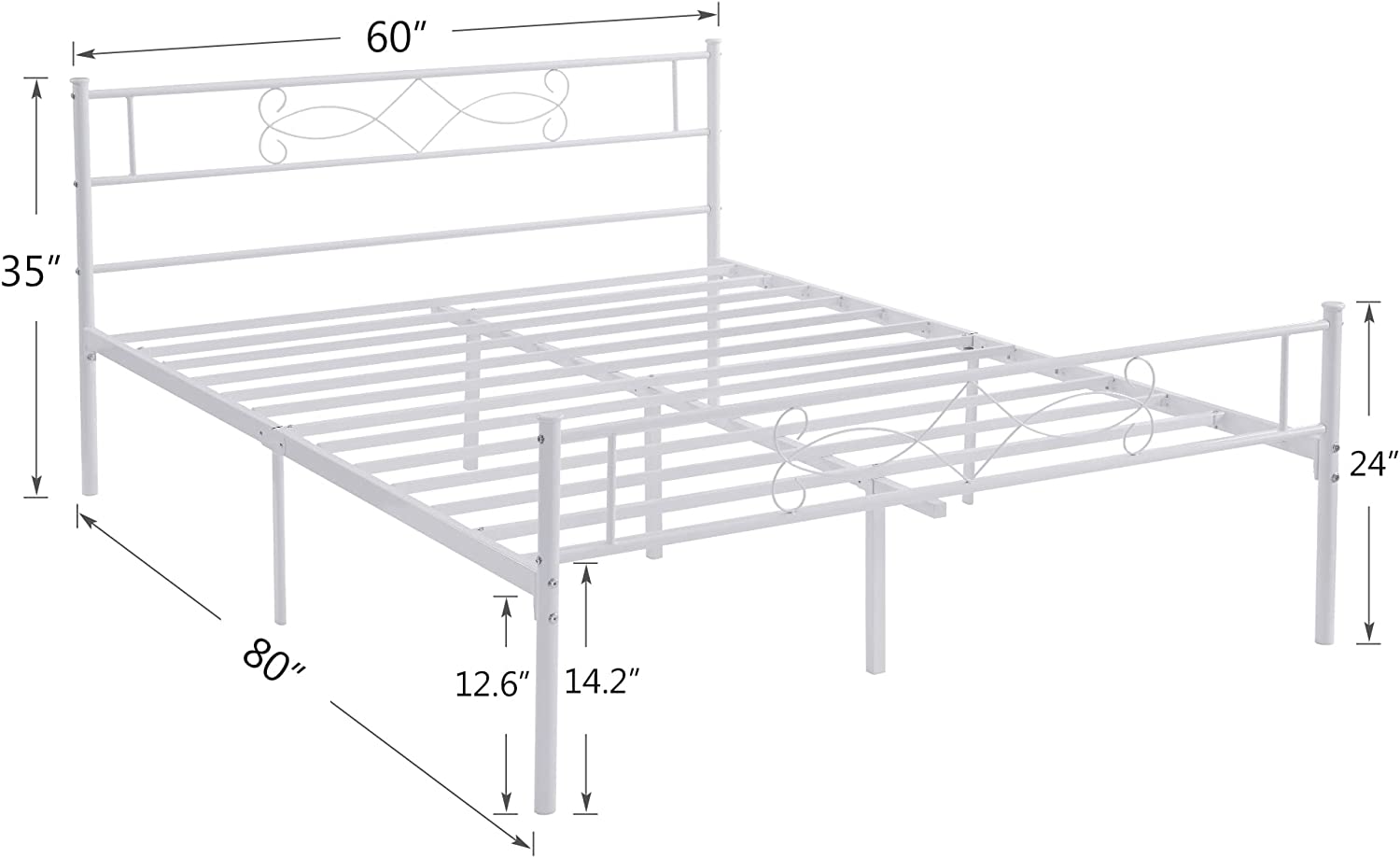 VECELO Metal Platform Bed Frame with Headboard & Footboard Premium Steel Slat Support Noise-Free