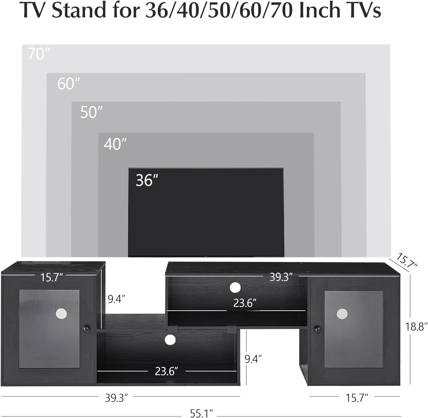  TV Stand with LED Strip & Power Outlet